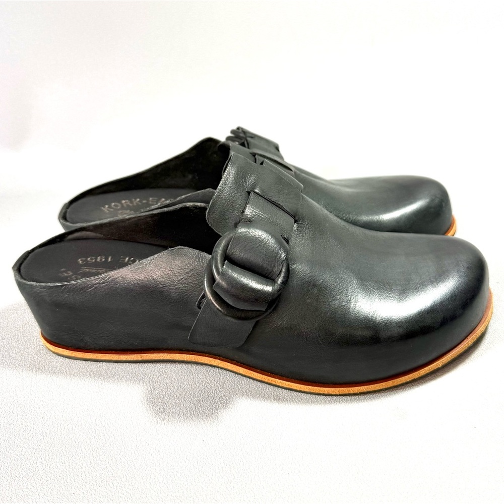 Kork-Ease Kori Black Leather Slip-On Clogs NWOT - Picture 2 of 11